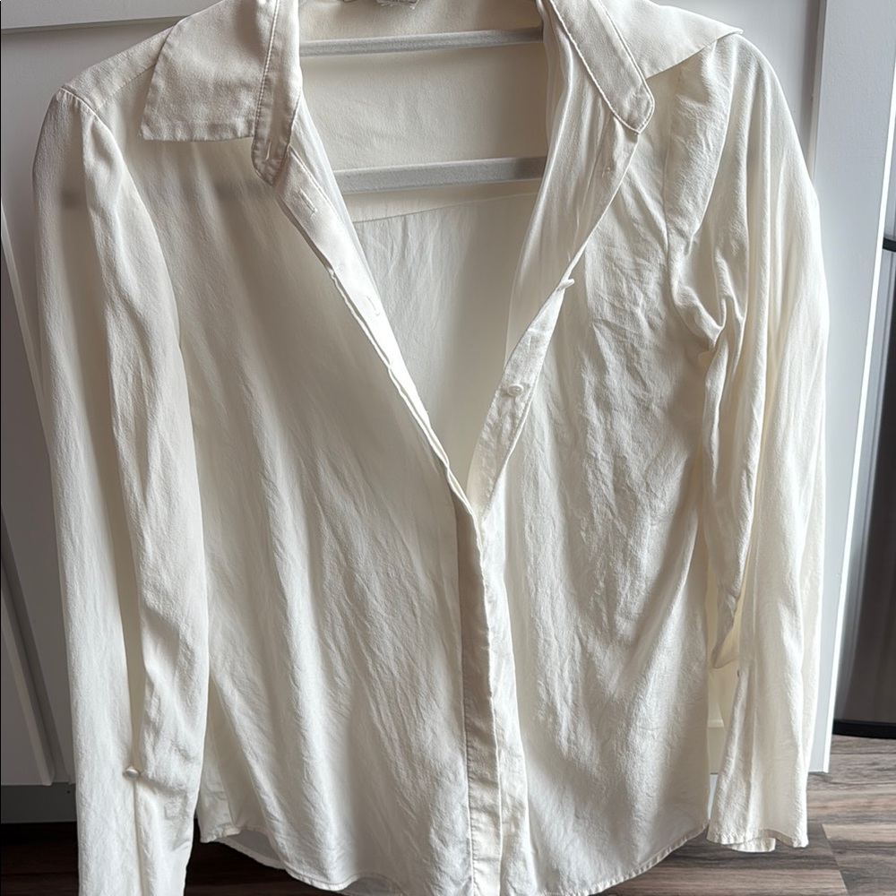 Club Monaco Cream Long Sleeve Button Down Shirt